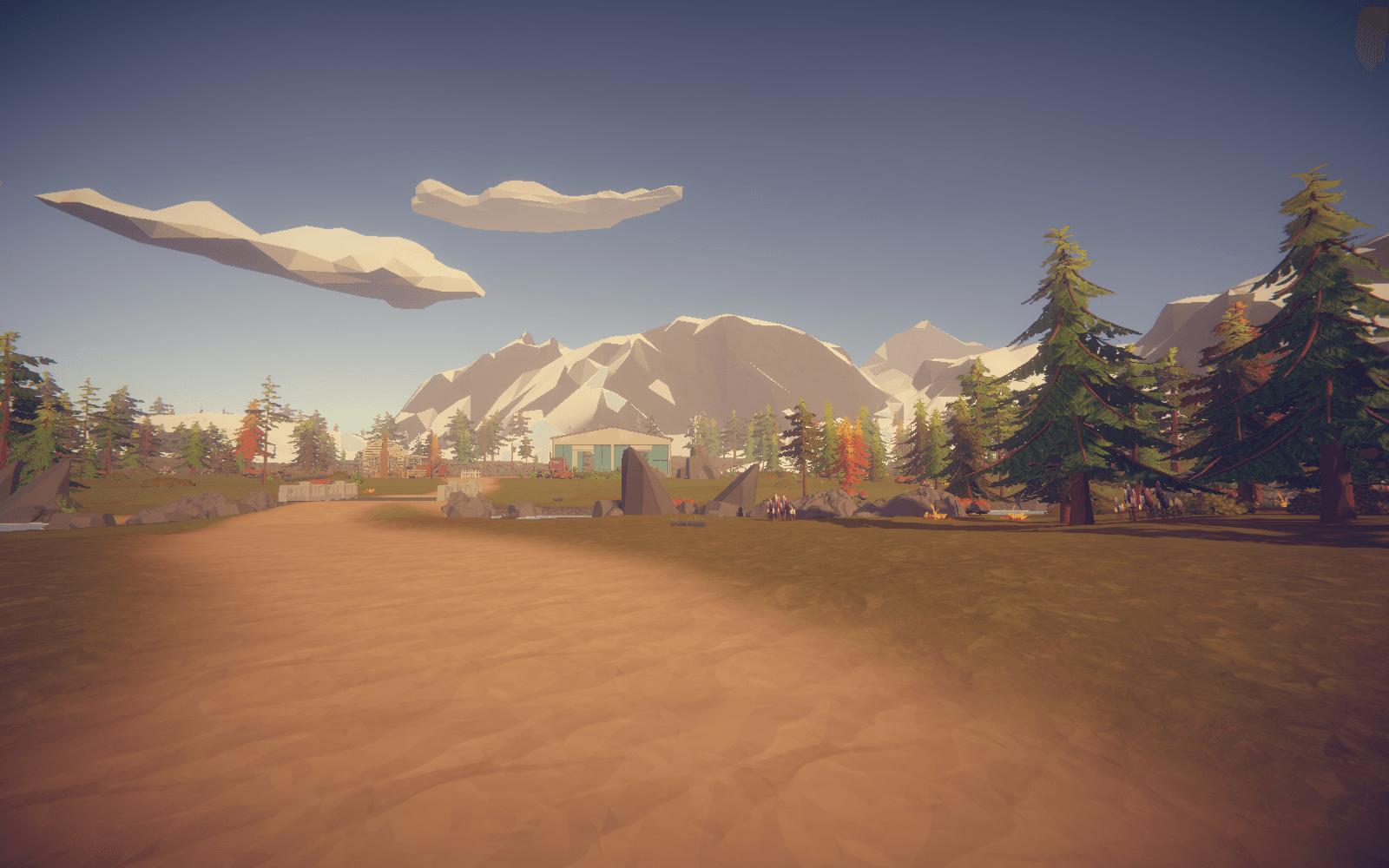 Hallvik's low-poly landscape, with autumn forests, mountains and an industrial approach